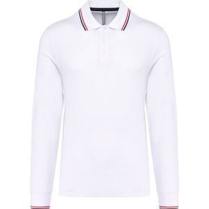 Kariban Heren polo van piquétricot met lange mouwen K280 - White / Navy / Red - XXL