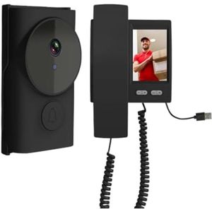 Draadloze Buitendeurbel met 1080p Camera en 3,5 inch Beeldscherm - Zwarte Videodeurbel zonder WiFi - Intercomsysteem met Nachtzicht en Opslagmogelijkheid