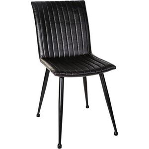 PTMD Gregor Eetkamerstoelen - 48x48x88 cm - Leer - Zwart - Set van 2