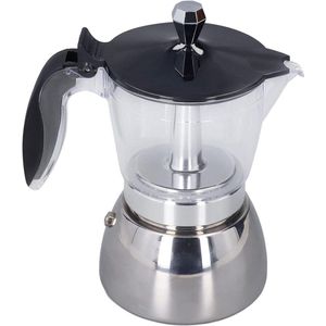 Koffiepot voor 6 kopjes - klassiek Italiaans roestvrijstalen koffiezetapparaat - transparant ABS-deksel - keuken camping kantoor .