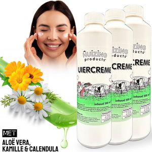 Huizing Products Uiercrème Navulfles – 3×500 ml – Aloë Vera, Calendula & Kamille