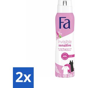 2 x Fa Deodorant Spray Invisible Sensitive 150 ml - Deodorant Spray - Anti-transpirant - Deodorant - Gevoelige Huid - 48 Uur Bescherming