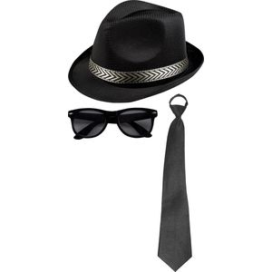 Toppers in concert - Carnaval verkleedset Men in black - hoed/zonnebril/party stropdas - zwart - heren/dames - verkleedkleding accessoires