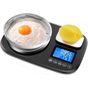Keukenweegschaal - Digitale weegschaal - Huishoudweegschaal - Keuken Accessoires - 10KG Gewichtscapaciteit - Dual-Platform - Zwart