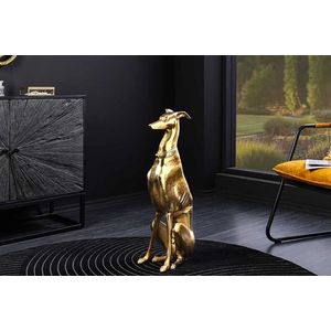 Design Sculptuur GREYHOUND 70cm goud metaal aluminium greyhound beeldje - 45170
