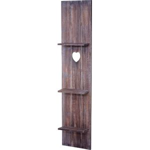 Wandplank MCW-C92, wandpaneel houten plank, 3 niveaus 150x33x13cm massief hout vintage ~ bruin shabby