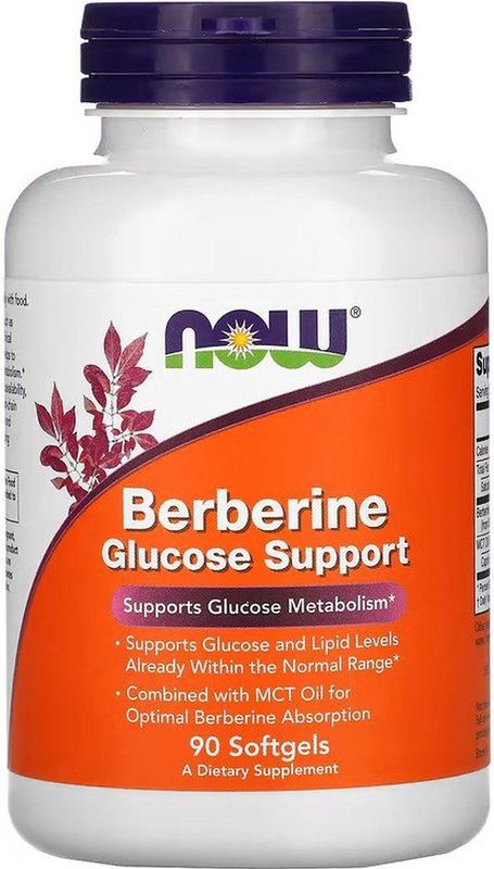 Now Foods - Berberine Glucose Ondersteuning - Capsules - 90 Stuks - Met Berberine HCl en MCT-Olie