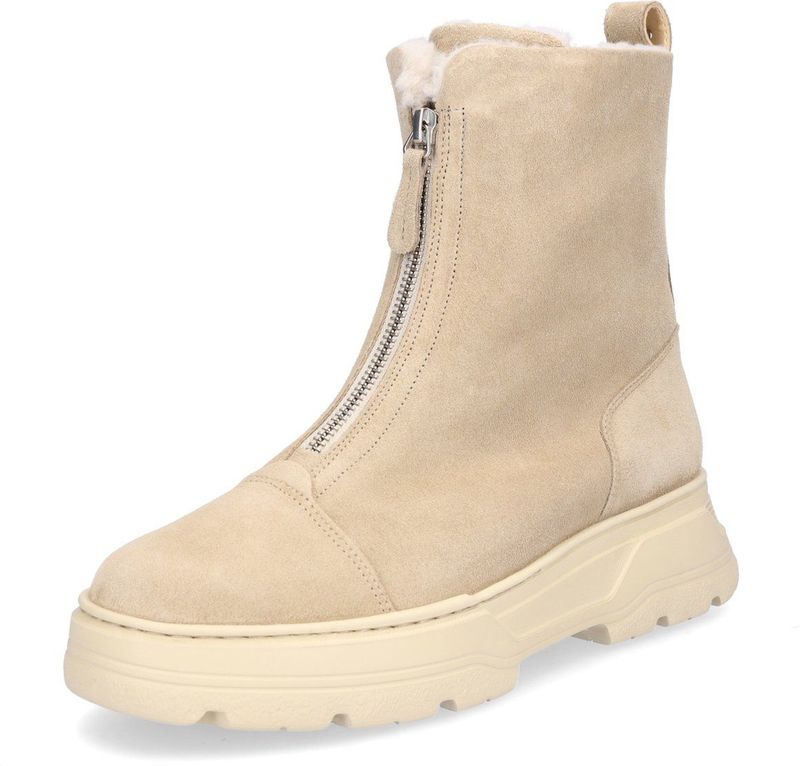 Paul Green - Enkellaarsjes - Beige - Leer - Blokhak