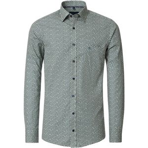 CASA MODA - Sport Comfort Fit Overhemd - Groen Dessin - Strijkvriendelijk