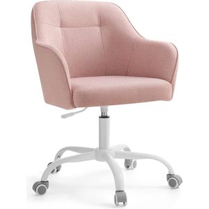OBG019P01 Homeoffice stoel, draaistoel, bureaustoel, in hoogte verstelbaar, tot 110 kg belastbaar, ademende stof, voor werkkamer, slaapkamer, roze