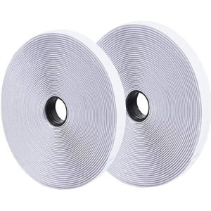 EXCITAT Klittenband zelfklevende tape - extra sterke dubbelzijdige kleefstof - met klittenbandsluiting - 20 mm brede zelfklevende padlus en haakband - wit - 8 meter