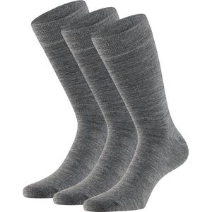 Apollo - Merino Wolllen sokken - Unisex - Antipress - 3-Pak - Midden Grijs - Maat 43/46 - Diabetes sokken - Sokken zonder elastiek - Naadloze sokken