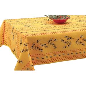 Tafelkleed anti-vlek Olives jaune vierkant 150 x 150 cm Tafellaken - Decoratieve Tafel Accessoires - Woonkamer Decoratie - Bonne et Plus®