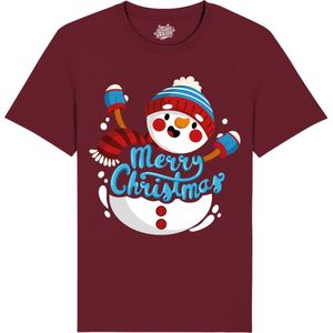 Sneeuwman - Foute kersttrui kerstcadeau - Dames / Heren / Unisex Kleding - Grappige Kerst, Oud en Nieuw en winter Outfit - T-Shirt - Unisex - Burgundy - Maat XXL