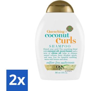 2 x OGX - Coconut Curls - Shampoo - Krulverzorging - Hydraterend - 385 ml - Krullen Shampoo - Hydraterende Shampoo - Kokos Shampoo - Shampoo Voor Krullend Haar - Pluisvrije Shampoo