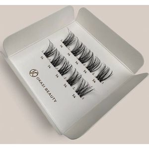 Okasi Beauty - Flirty Try Me 14 mm - Premium Natural Lashes - 10-cluster DIY Wimper segmenten - Lengte 14 mm - Ultradunne transparante wimperband - DIY wimperextensions - Speelse wimperlook