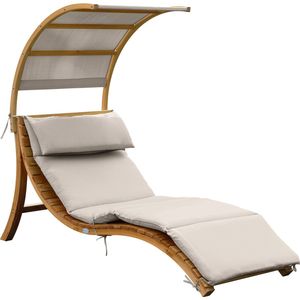 AXI Salina ligstoel met zonnescherm Beige - FSC houten frame - max. 200 kg