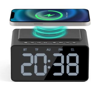 Faas - Digitale Wekker - Zwart - Met Bluetooth - Draadloze Oplader - Snooze Functie