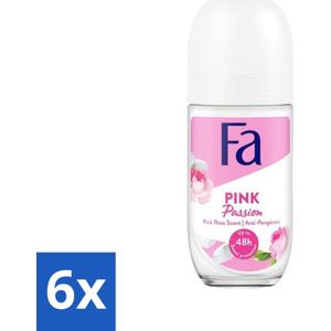 6 x Fa - Pink Passion - Deodorant Roller - Roze Roos - 50 ml - Deodorant - Antitranspirant - Fa - Pink Passion - Roze Roos