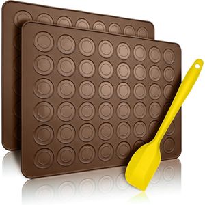 Siliconen Bakmatten voor Perfecte Macarons - Antiaanbaklaag - 2 Stuks - Bruin - Siliconen