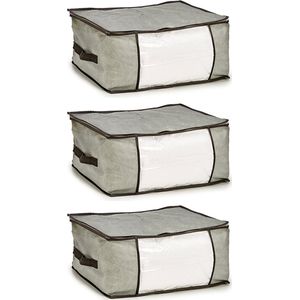 Arte r opbergtas/beschermhoes beddengoed/kleding - 3x - grijs - 45 x 30 x 20 cm