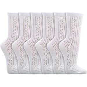 Gehaakte sokken | Dames sokken | Kleur: Wit | Maat: 35-38 / 39-42 | 6 paar