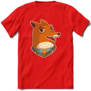 zwoele vos T-Shirt Grappig | Dieren Kleding Kado Heren / Dames | Animal Skateboard Cadeau shirt - Rood - XL