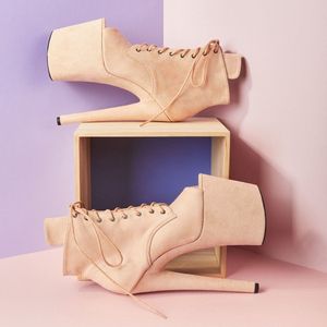 EIS hakschoenen, platform enkellaarsje met open teen, hoge hak, maat 36-44