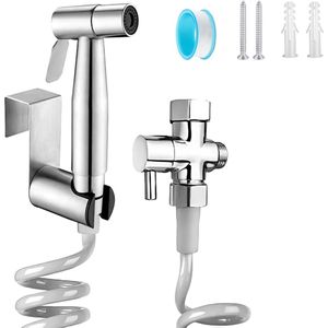 Bidet handdoucheset voor toilet, handdouche, toilet met 2,5 m slang, bidet- douche met kraandispenser van volledig koper, toiletdouche voor reiniging en hygiëne