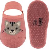 Ewers - Slofjes - Roze - Antislip met Grijze Poes - Siliconen Nopjes