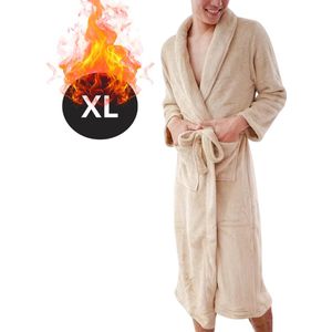 Nivard Badjas Heren - Fleece - Katoen - Badstof - Sauna - Hamam - Wafel - Bathrobe - Duster - Ochtendjas - Kimono - Khaki XL
