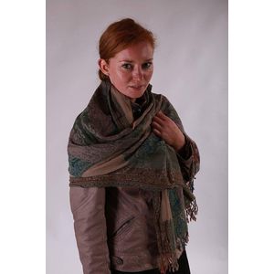 1001musthaves.com Wollen dames sjaal in zacht lila antraciet kastanje donker turkoois 70 x 180 cm