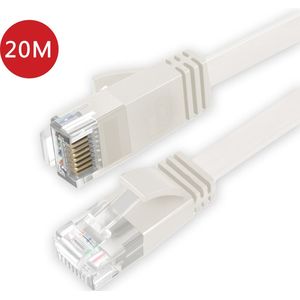 BukkitBow - Cat6 - U/UTP Kabel – Netwerkkabel – Extra Plat – 20 Meter - Wit