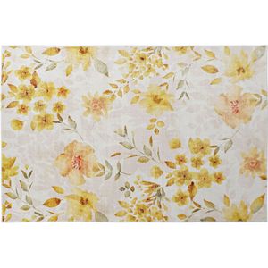 Tapijt DKD Home Decor Geel Wit Polyester Katoen Blommor (120 x 180 x 0.5 cm)