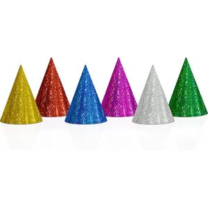 PARTYDECO - 20 holografische kleurrijke feesthoedjes