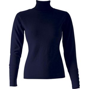 MOOI!  Company - Dames coltrui Renate  - Aansluitend Model -  Viscose Fijn gebreid - Kleur  Navy - M