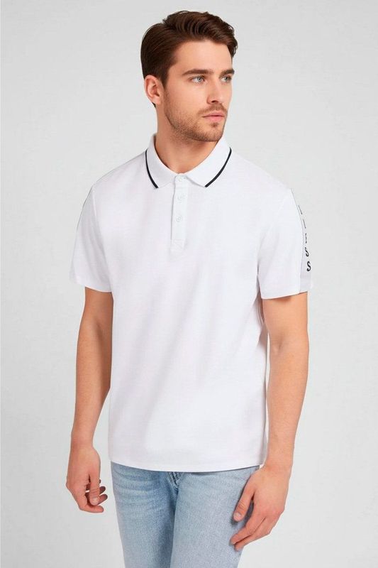 Guess - Paul Pique - Poloshirt - Wit - Katoen - Korte Mouwen