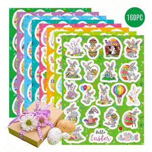 8 velletjes stickers pasen - konijn - paaseieren (totaal 160 stickertjes)