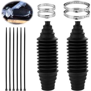 2pcs Car Rack and Round Cover, Steering Rack Cover Set Silicone Inner Steering Rod Bellows Set with 4 Locking Clips and 6 Cable Ties Professional Auto Accessories