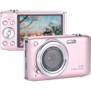 58MP digitale camera met 4K video – 2,88 inch kantelbaar scherm, 16x digitale zoom, vaste focus, compacte reiscamera voor tieners en volwassenen (roze)