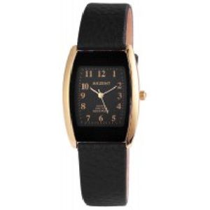 Akzent-dameshorloge-model 1900043-001-goudkleurig-duidelijke wijzerplaat-3 atm waterdicht-rechthoekig-afmeting 28x39 mm