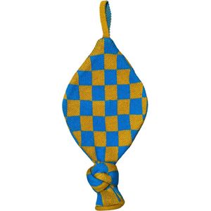 Geblokt Knuffeldoekje - Speendoekje - Checkered - Blauw Geel - Unknown Stories