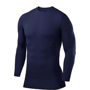 PowerLayer Jongens Compression Basislaag Top Lange Mouw Onderhemd - Donkerblauw, 12-14 Jaar