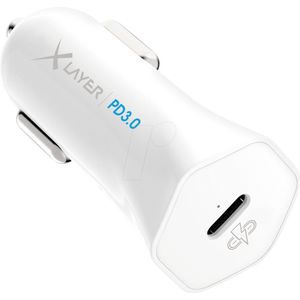 XLayer - USB-C PD 18W Autolader - Snellader - Krachtige Oplader - Kortsluitbeveiliging - Wit