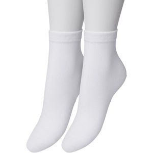 Bonnie Doon Basic Quarter Sokken Dames Wit maat 36/42 - 2 paar - Quarter Katoenen Sok - Boven de Enkel - Gladde Naden - Brede Boord - Uitstekend Draagcomfort - Fijne Pasvorm - 2-pack - Multipack - Enkelsokken - White - OL941101.103