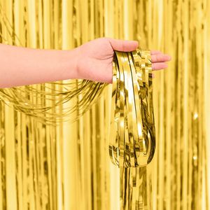 Deurgordijn Backdrop Glittergordijn Goud Verjaardag Versiering Glitter Deur Folie Gordijn Gouden Versiering - 200*100 Cm