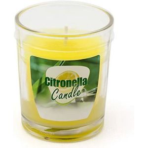 Citronella anti muggen kaarsen in kaarsenhouder transparant glas 5 x 6 cm