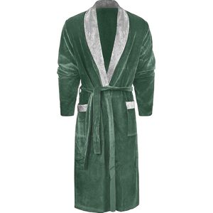 Badjas - Coral Fleece Badjassen - Sjaalkraag - Donkergroen - maat S/M - Unisex Badjas - Badjas Voor hem & haar - Unisex Badjas - Unisex Kamerjas - LitaLente Kamerjas