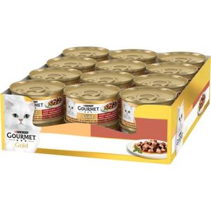 24x Gourmet Gold - Fijne Hapjes Kalkoen & Eend - Kattenvoer - 85g