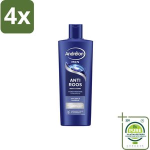 Andrélon – Shampoo – Anti Roos Men – 400 ml - Voordeelverpakking - 4 stuks - Anti-roos shampoo - Roosvrij haar